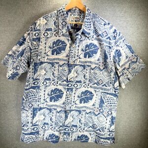 Vintage Reyn Spooner Shirt Mens 2XL Blue Kopikala Tropics Short-Sleeve Button-Up